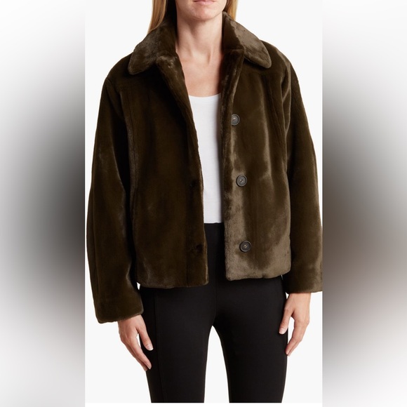 Vince Jackets & Blazers - Vince , size L , dark green fur jacket, like NEW , wore only once.